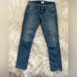 Hudson Collin Ankle Crop Raw Hem Skinny Jeans, Size 25, Blue